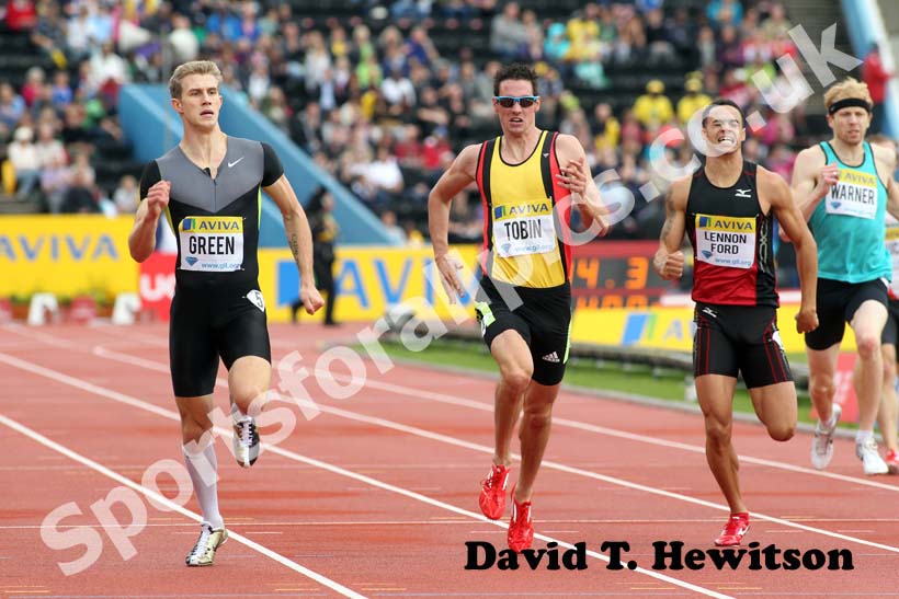 Jack Green beat Robert Tobin in the 400 metres, 2012 Samsung Diamond League, Crystal Palace, London.